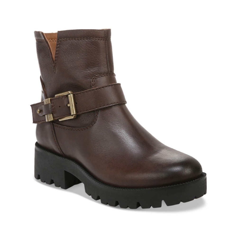 ZODIAC Women Miller Harness Leather Lug Sole Boot Block Chunky Heel Shoe Size 10